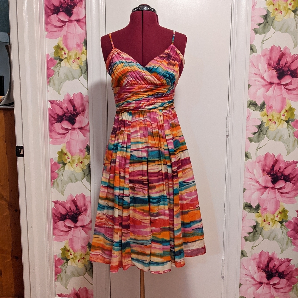 Anne Klein Multicolor Striped Midi Dress